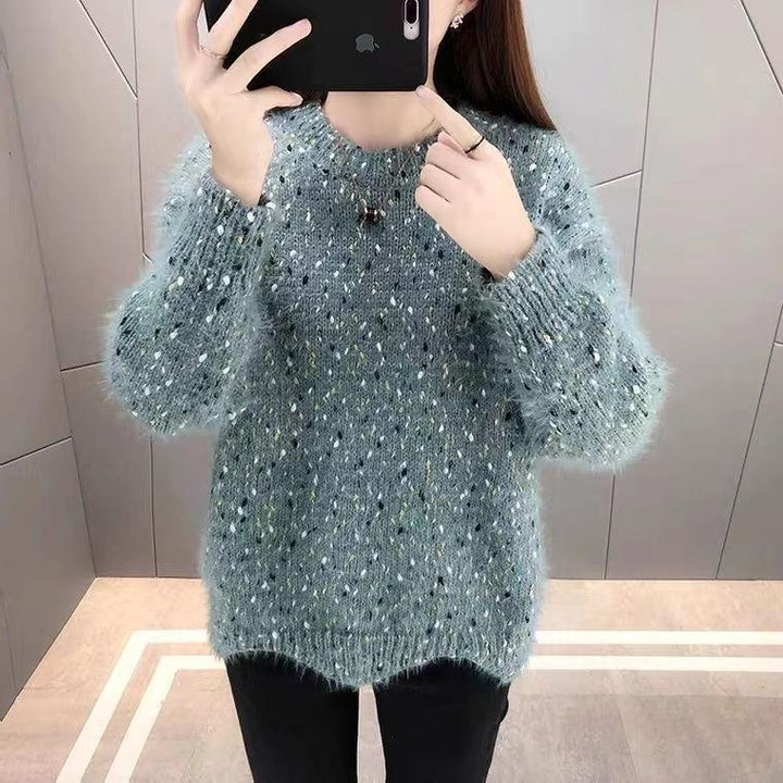 Damen Flauschiger Pulli mit einzigartigem Strukturdesign und funkelnden Akzenten Drune