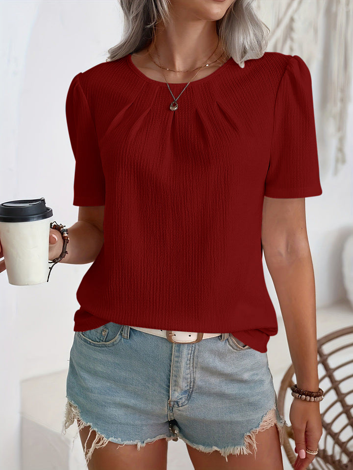 Damen Modisches Oberteil mit strukturiertem Design und Puffärmeln Drune