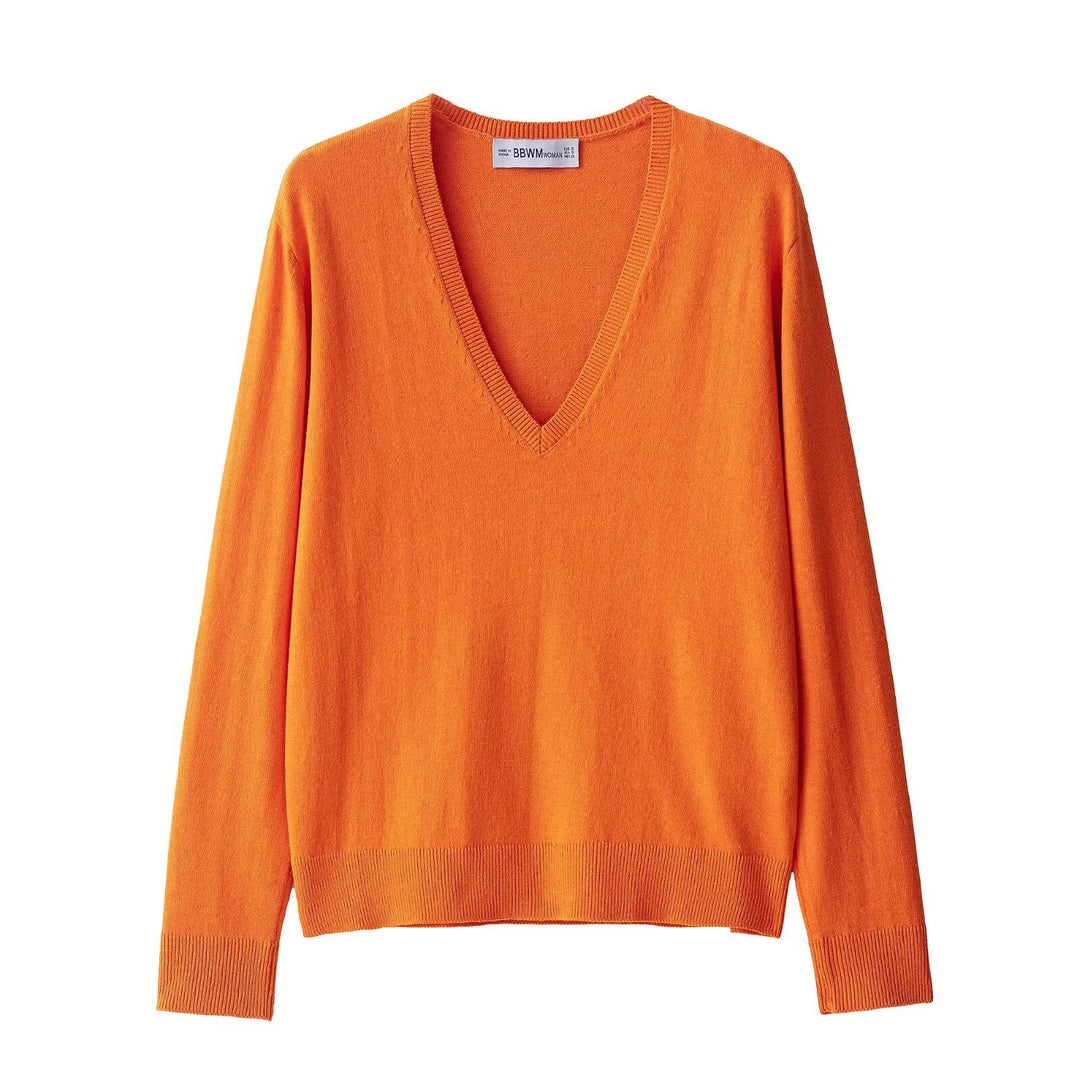 Damen eleganter V-Ausschnitt Pullover aus hochwertiger Baumwollmischung Drune
