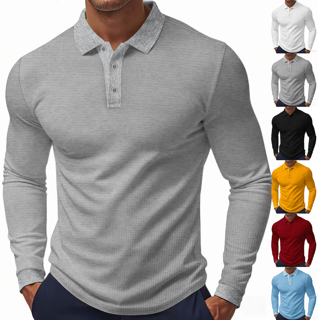 Herren Langarm Poloshirt mit strukturierter Oberfläche und modischen Akzenten Drune