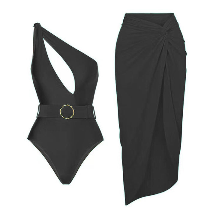Damen Einteiliger Badeanzug mit asymmetrischem Schnitt und Wickelrock Drune