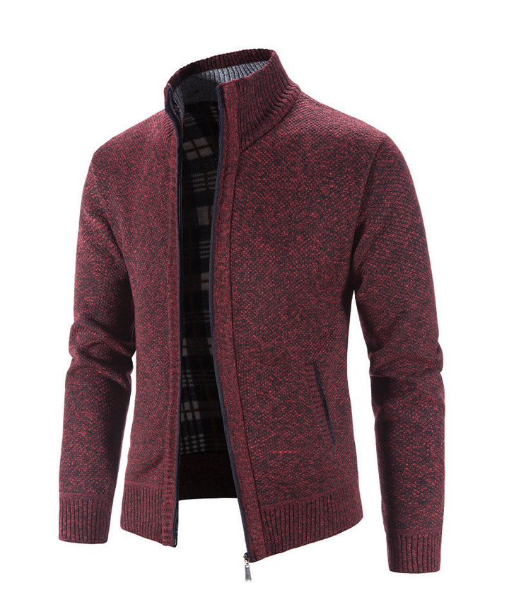 Herren Strickjacke mit strukturiertem Muster und hohem Stehkragen Drune