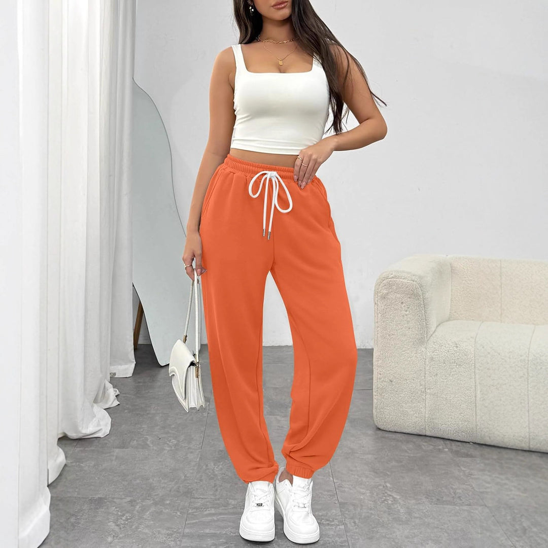 Damen Bequeme Sporthose mit elastischem Bund und Kordelzug Drune