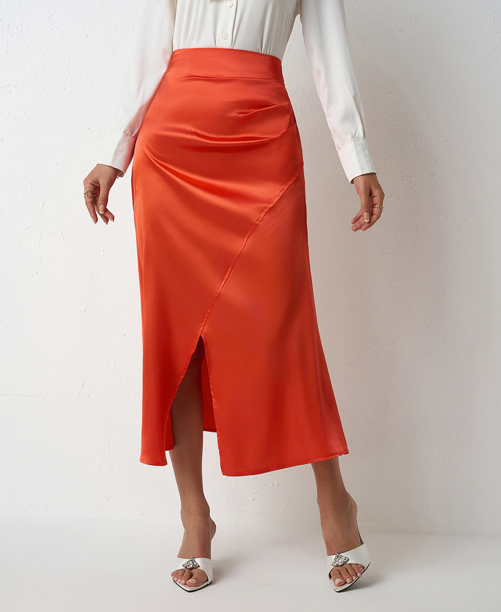Damen Eleganter Schnitt Maxirock mit hohem Schlitz Drune
