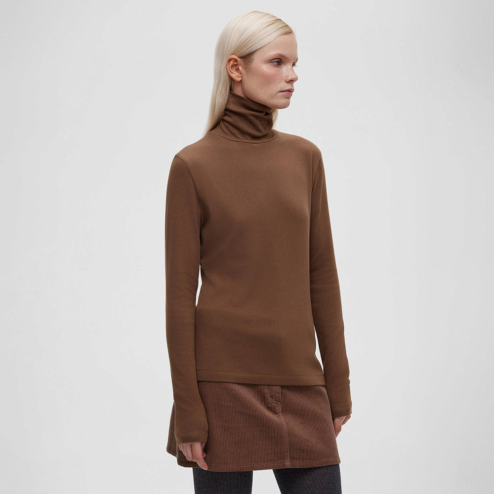 Damen Hochwertiger Rollkragenpullover aus weiterer Baumwolle mit langem Arm Drune