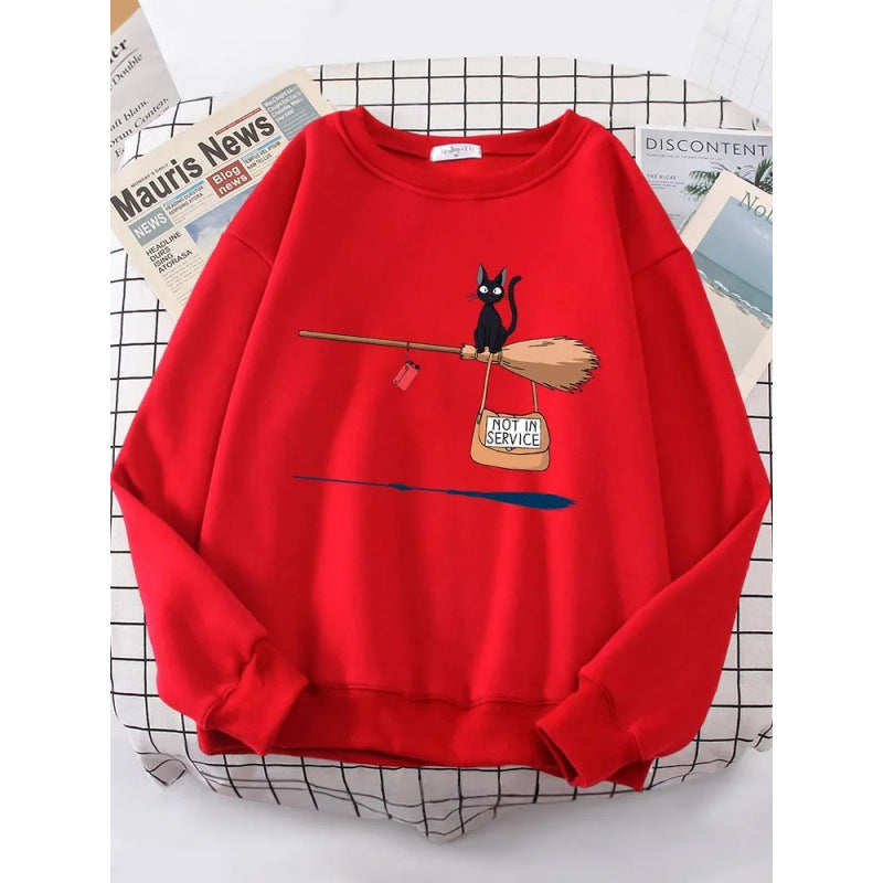 Damen Sweatshirt mit kreativem Katzenmotiv Drune