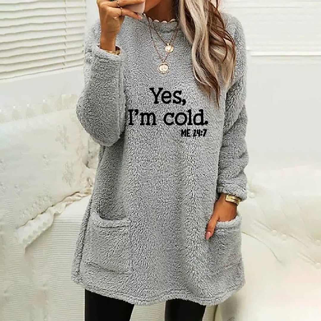 Drune | Übergröße Sweatshirt Doppelseitiges Fleece Buchstabenprint Seitentaschen Langarm