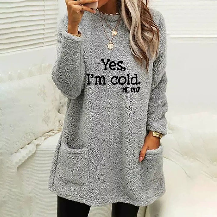 Drune | Übergröße Sweatshirt Doppelseitiges Fleece Buchstabenprint Seitentaschen Langarm