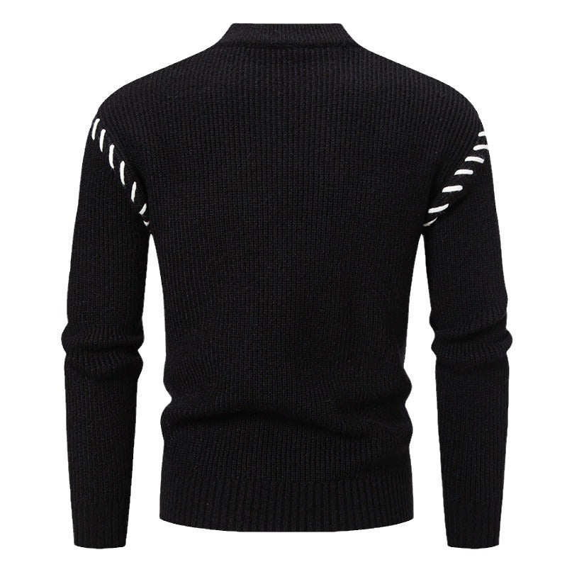 Herren modischer Strickpullover mit einzigartigem Design und hohem Kragen Drune