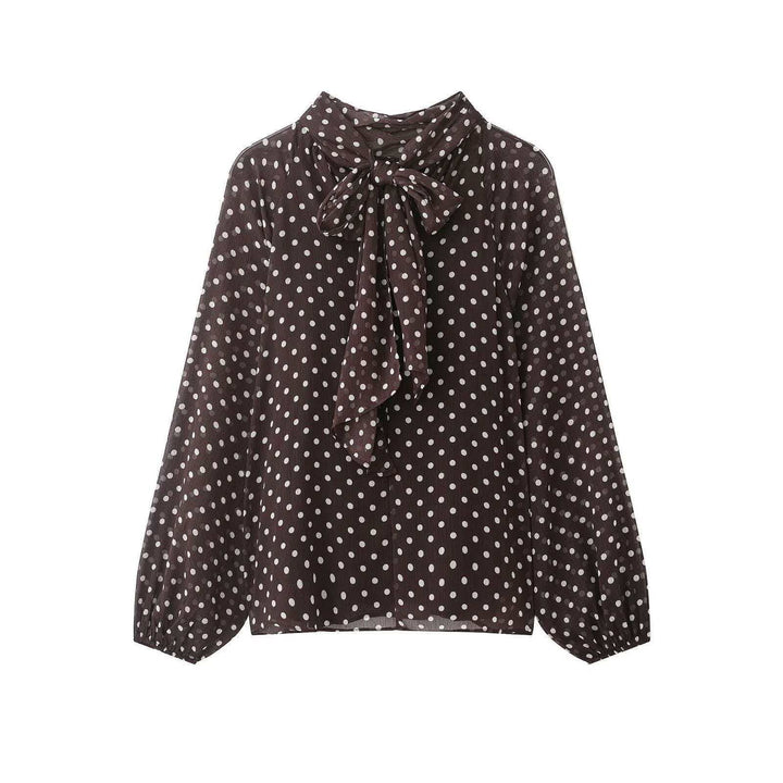 Damen nan Chiffonbluse mit Schleifenkragen und Ballonärmeln Drune