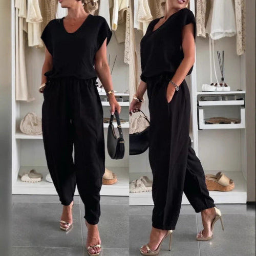 Damen lässiger Jumpsuit mit elastischem Bund und praktischen Taschen Drune