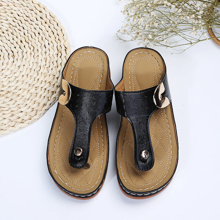 Damen Bequeme Zehentrenner-Sandalen mit verstellbarem Riemen und gepolsterter Sohle Drune