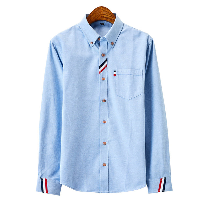 Herren nan modernes Oxford-Hemd mit Button-Down-Kragen, Brusttasche und dezenter Streifenverzierung Drune