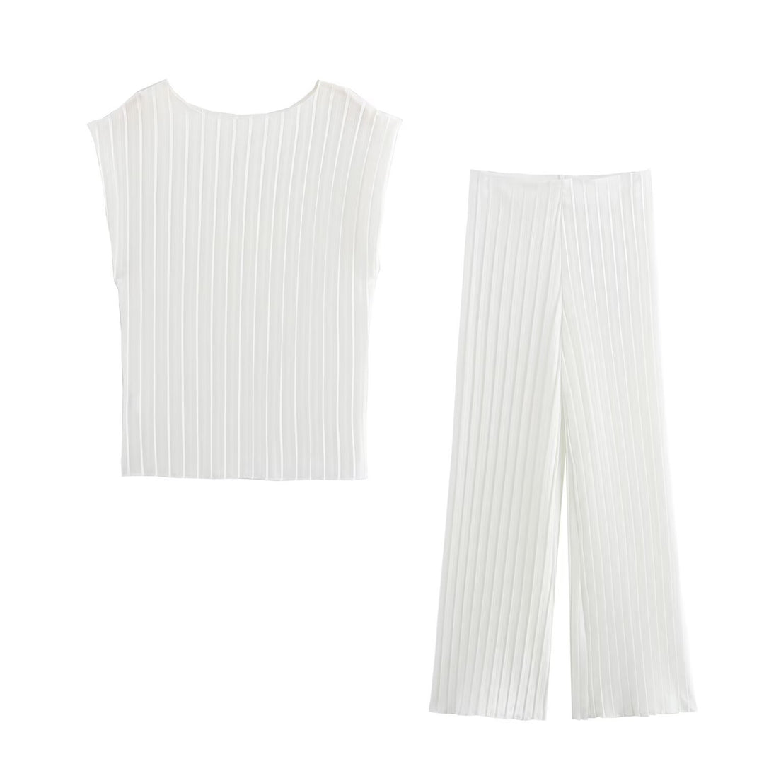 Damen Plissierte Hochwasserhose Drune