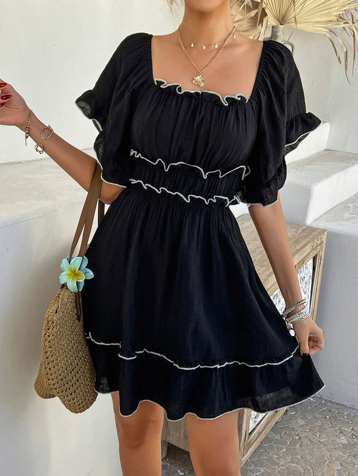 Damen Sommerkleid mit Rüschendetails Drune