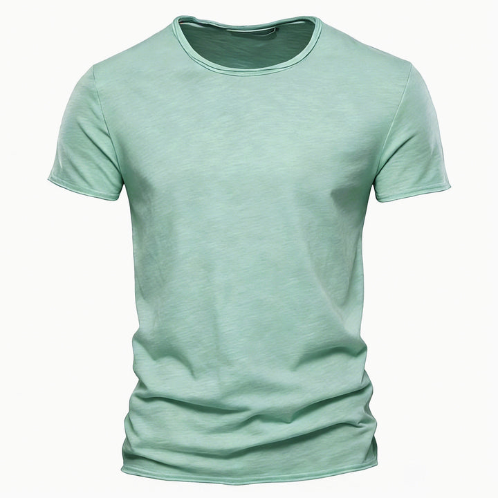 Herren nan leichtes Baumwollshirt mit Rundhalsausschnitt und schlanker Passform Drune