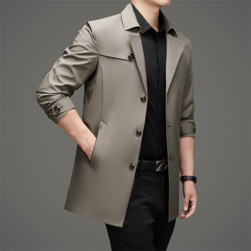 Herren Trenchcoat mit modischem Schnitt und funktionalen Taschen Drune