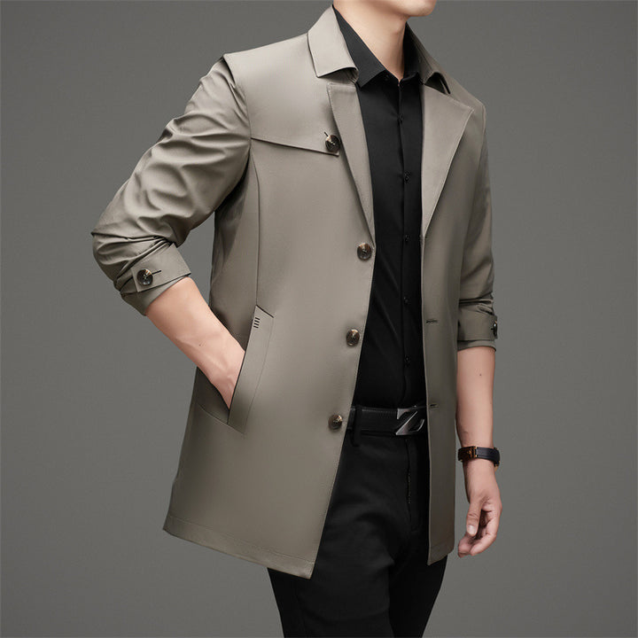 Herren Trenchcoat mit modischem Schnitt und funktionalen Taschen Drune