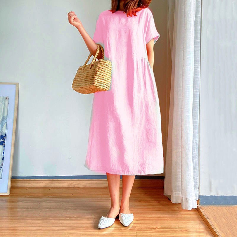 Damen Leichtes und vielseitiges Sommerkleid mit Taschen Drune