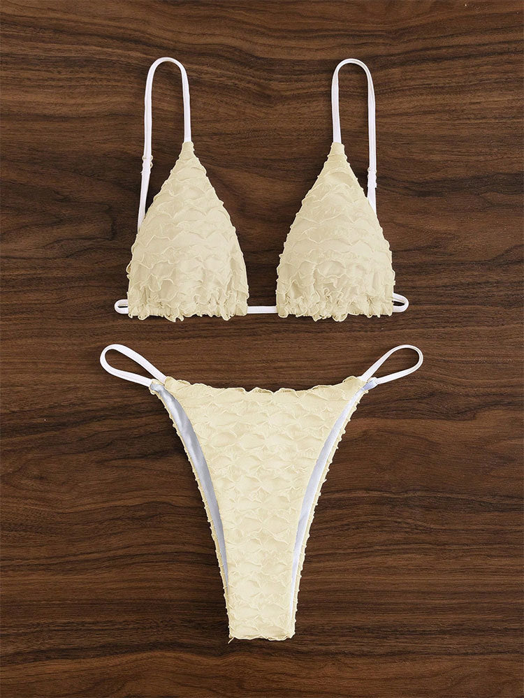 Damen Triangel-Bikini mit strukturiertem Rüschendesign Drune