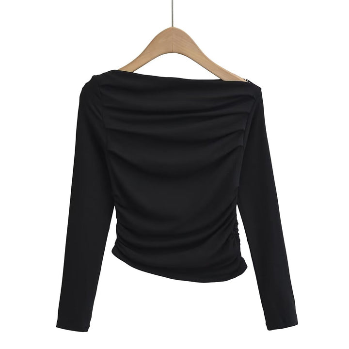 Damen Langarmshirt mit eleganter Drapierung Drune