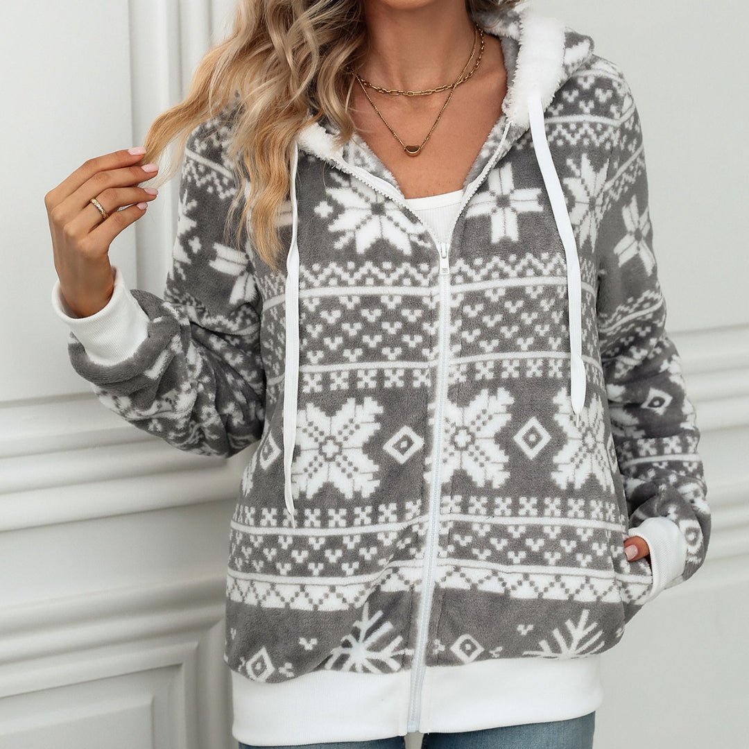 Damen Fleecejacke mit weichem Innenfutter und Wintermuster Drune