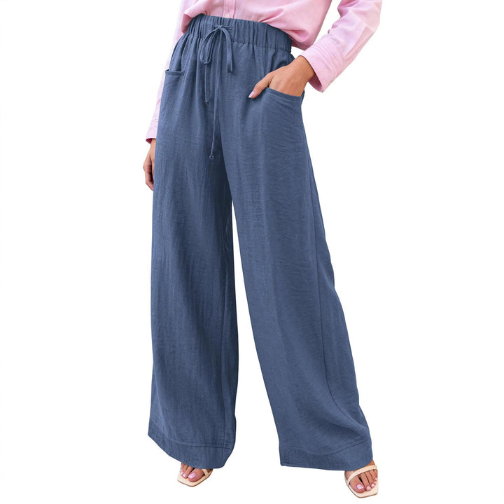 Damen Weit geschnittene Sommerhose mit elastischem Bund und frontalen Taschen Drune