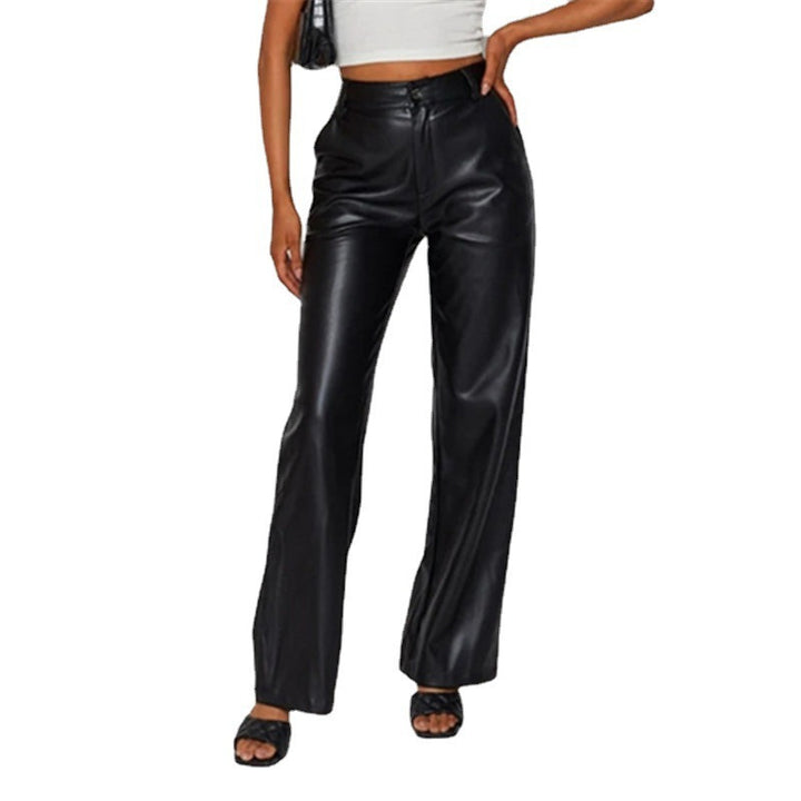 Damen Elegante Kunstlederhosen Drune