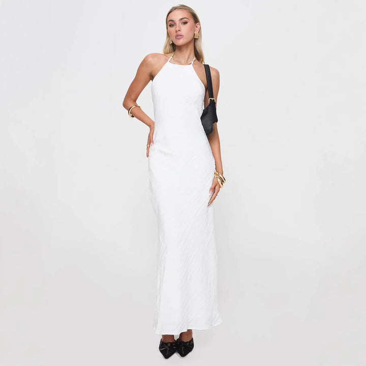 Damen Maxikleid mit elegantem Halsauschnitt und figurformendem Schnitt Drune