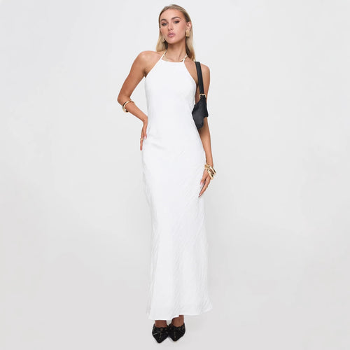 Damen Maxikleid mit elegantem Halsauschnitt und figurformendem Schnitt Drune