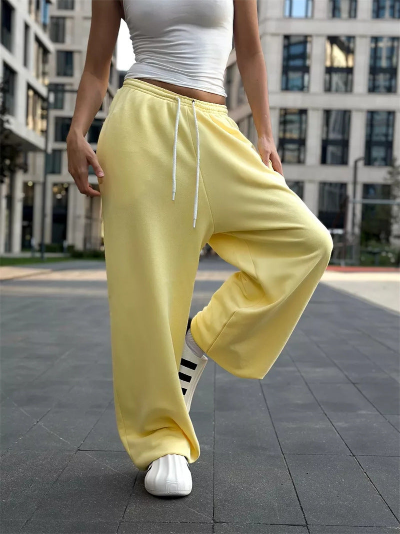 Damen weite Jogginghose mit elastischem Bund und seitlichen Taschen Drune