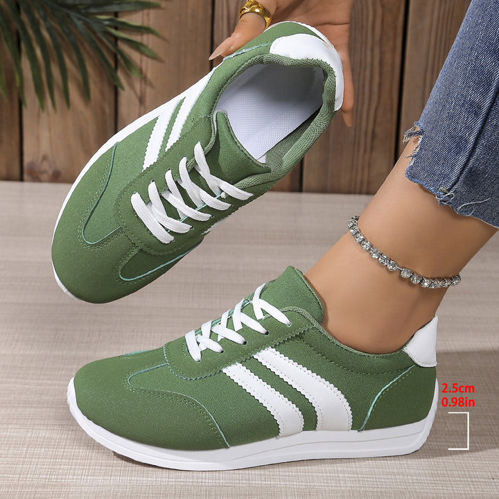 Damen  leichte Retro-Canvas-Sneaker mit gepolsterter Innensohle, flexibler Laufsohle und dezenter Streifen-Optik Drune