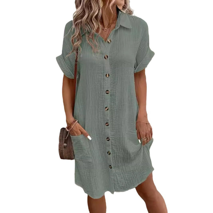 Damen Hemdkleid mit praktischen Taschen und dekorativen Knöpfen Drune