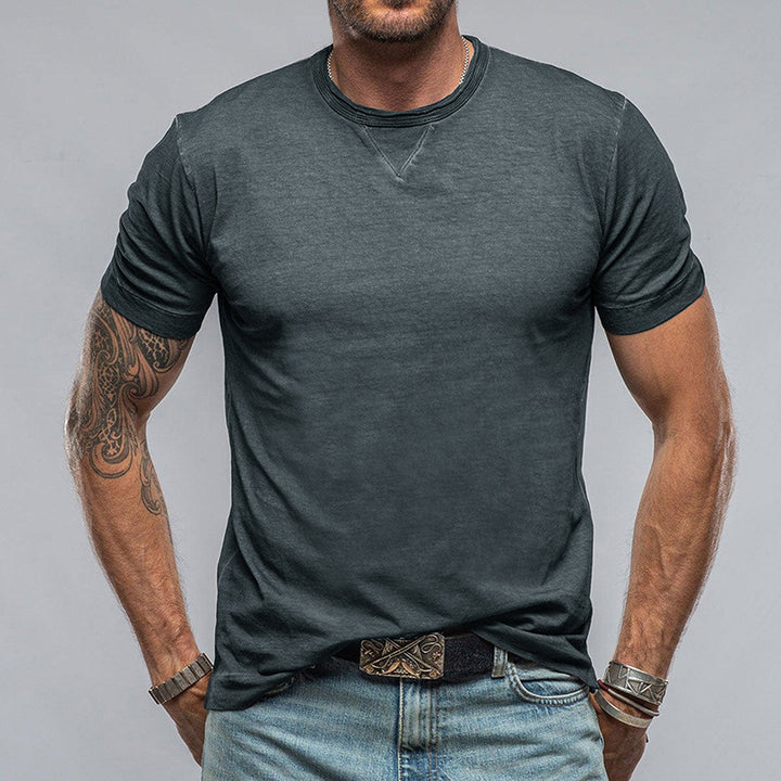 Herren Rundhals T-Shirt aus weichem Baumwollgemisch mit lässigem Schnitt Drune