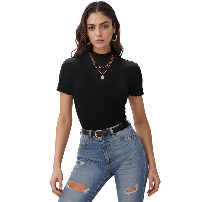 Damen lässiges T-Shirt mit kurzem Arm und modischem Schnitt Drune