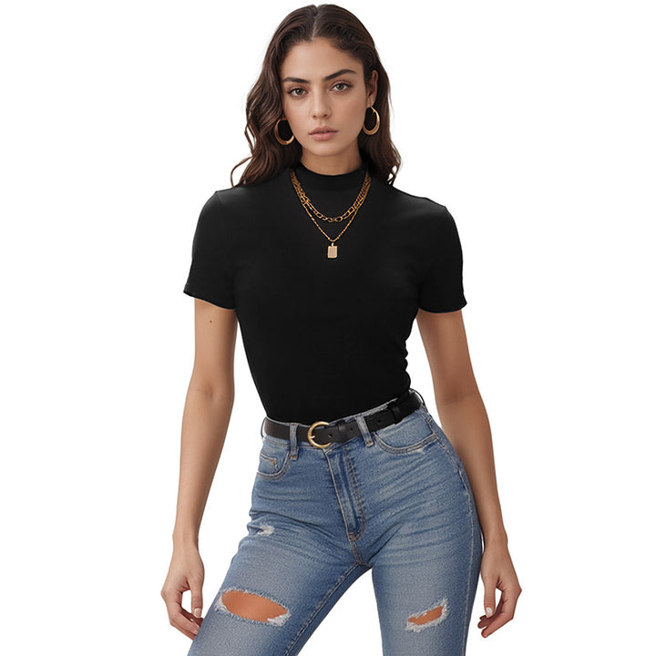 Damen lässiges T-Shirt mit kurzem Arm und modischem Schnitt Drune