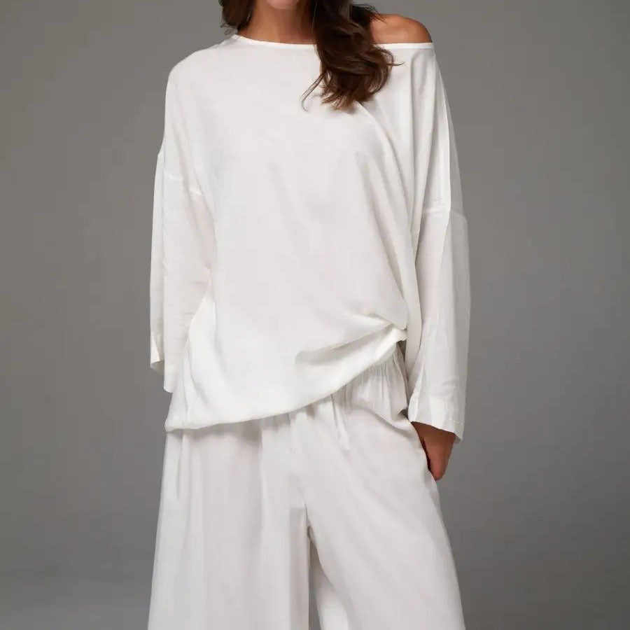 Damen Elegantes Lounge-Set mit weit geschnittenem Oberteil und Palazzo-Hosen Drune