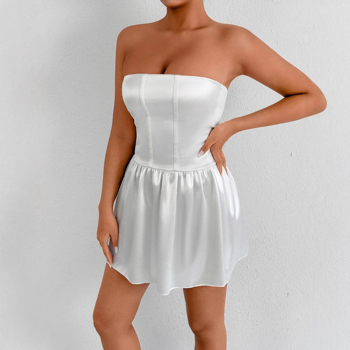 Damen Abendkleid mit tailliertem Oberteil und fließendem Rock Drune