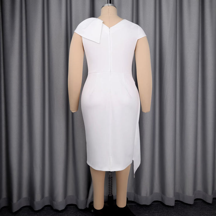 Damen elegantes Wickelkleid mit Rüschenkante und funkelnden Knopfdetails Drune