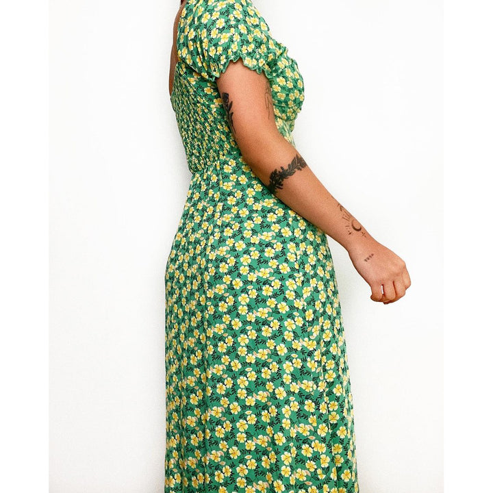 Damen Elegantes Maxikleid mit herzförmigem Ausschnitt und floralen Details Drune