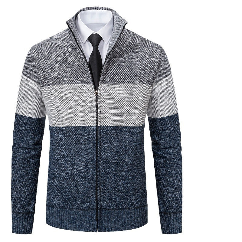 Herren modische Strickjacke mit strukturiertem Farbblockdesign Drune