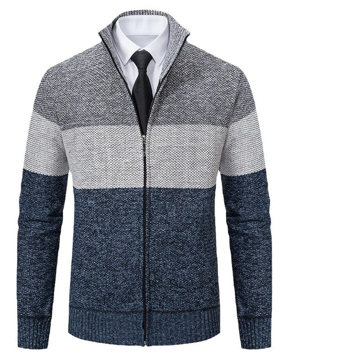 Herren modische Strickjacke mit strukturiertem Farbblockdesign Drune