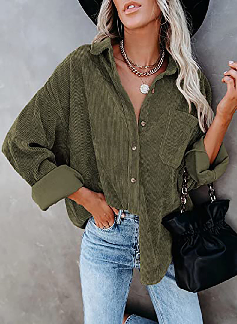 Damen lässige Cordhemdbluse Drune