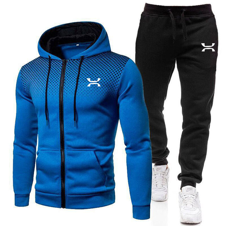 Drune Herren Sportanzug mit Reißverschluss-Hoodie und Jogginghose