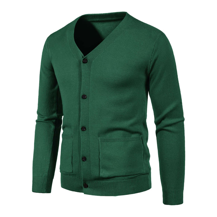 Herren nan leichte Feinstrick-Strickjacke mit V-Ausschnitt, durchgehender Knopfleiste und aufgesetzten Taschen Drune
