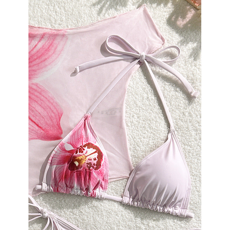 Damen Bikiniset mit floralem Oberteil und hohem Beinausschnitt Drune