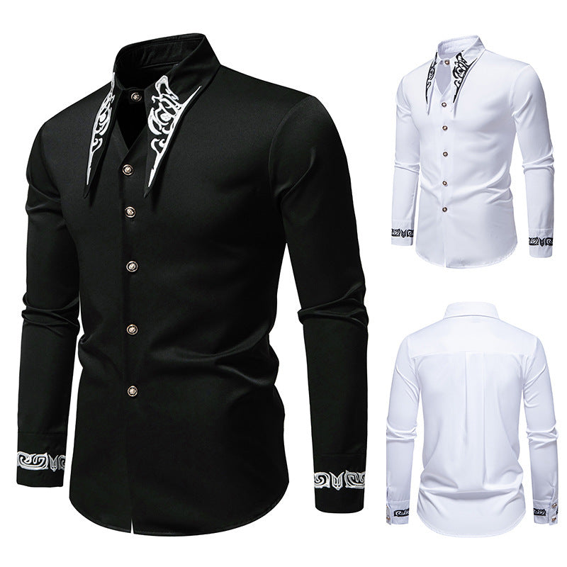 Herren modisches Hemd mit kreativem Kragen-Design Drune