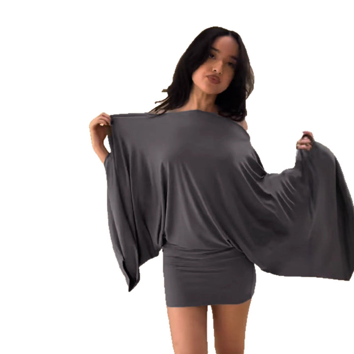 Damen Oversize-Top mit weiten Ärmeln und elastischem Bund Drune