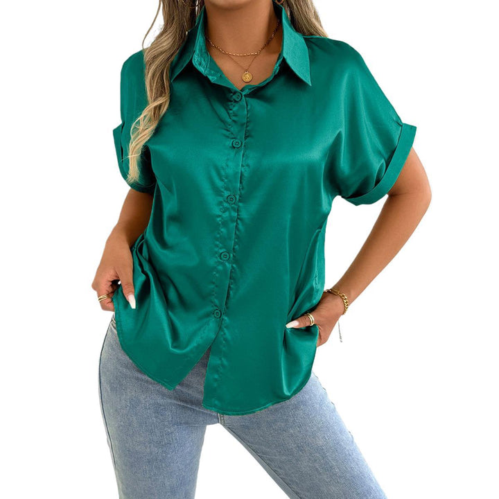 Damen Satinbluse mit lässigem Schnitt und elegantem Kragen Drune