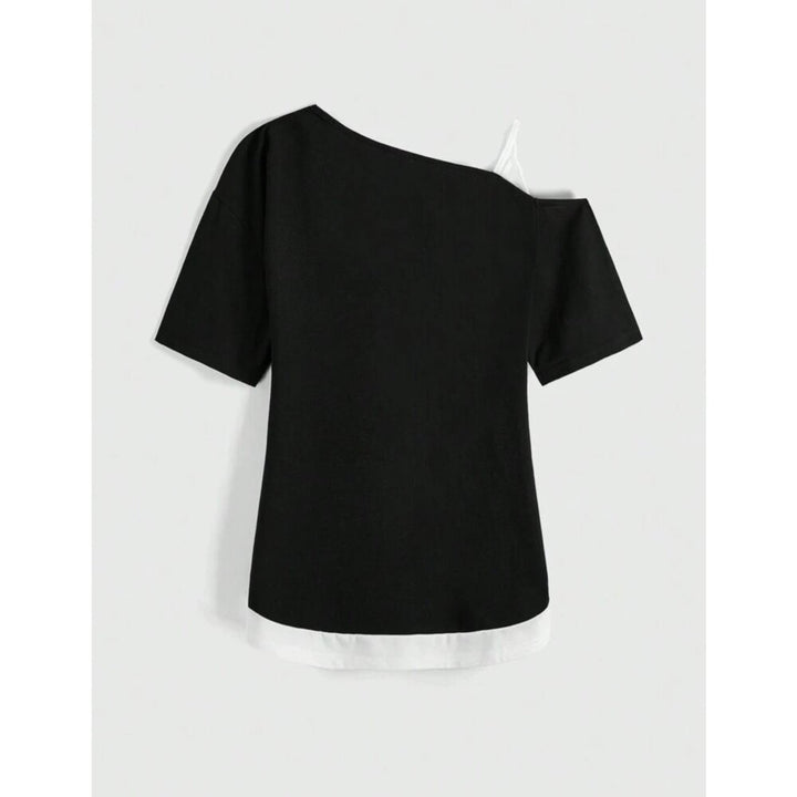 Damen kreatives T-Shirt mit asymmetrischem Design Drune